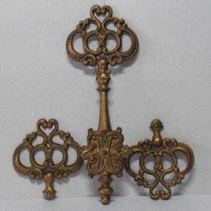 Vintage   HODA Bronze Tone Cast Metal Wall Hangings Set of 3